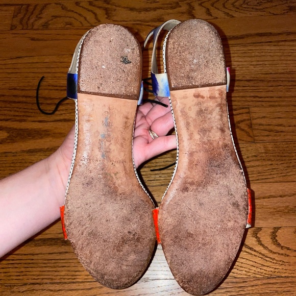 Loeffler Randall Sandals Alexa Seam Mixed Media Leather Shoe Lace Up Croc Color - Picture 6 of 6